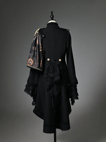 Black Ouji Top & One-Shoulder Cape Tailcoat
