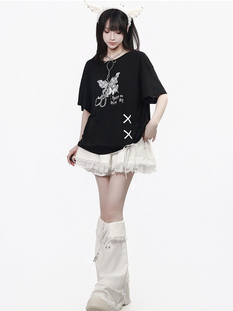 White Lace Trim Mini Skirt - PINK SAVIOR