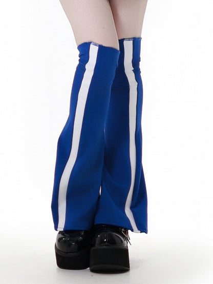 Colorblock Design Leg Warmers White and Blue