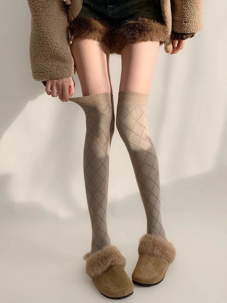 Knit Over-the-Knee Colors) Warm (5 Diamond Stockings