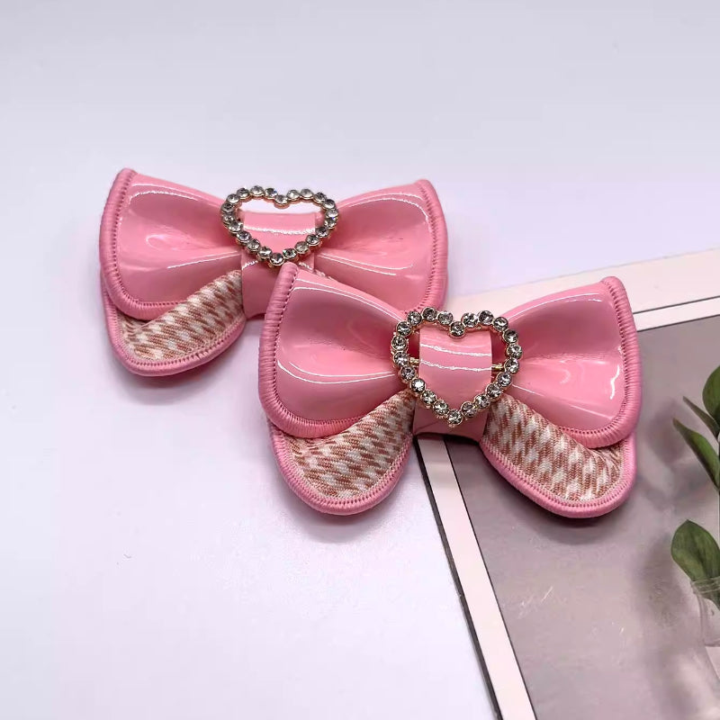 Glossy PU Leather Bow Shoe Clips - Lolita Shoe Accessories