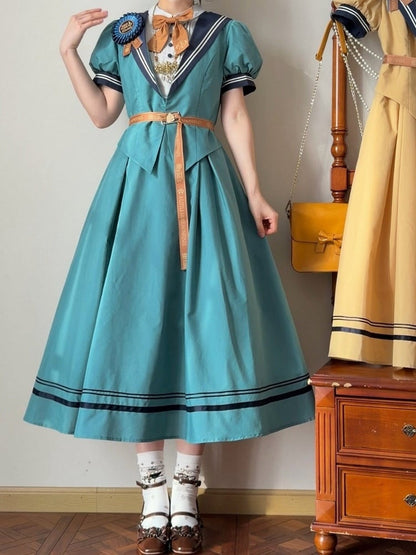 Turquoise Sailor Collar Elegant Lolita Dress - LilyVow
