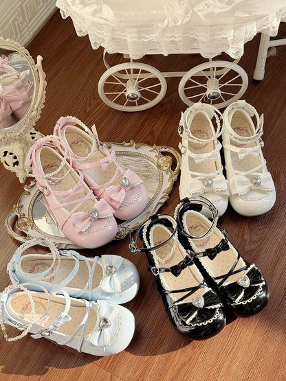 Beaded Low-heel with Lolita Shoes Sweet Black Straps