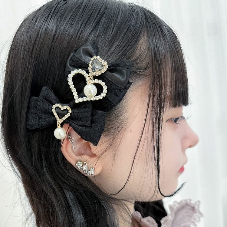 Bowknot Pearl Options Color Kei 10 Hairclip Rhinestone Jirai Lace Heart