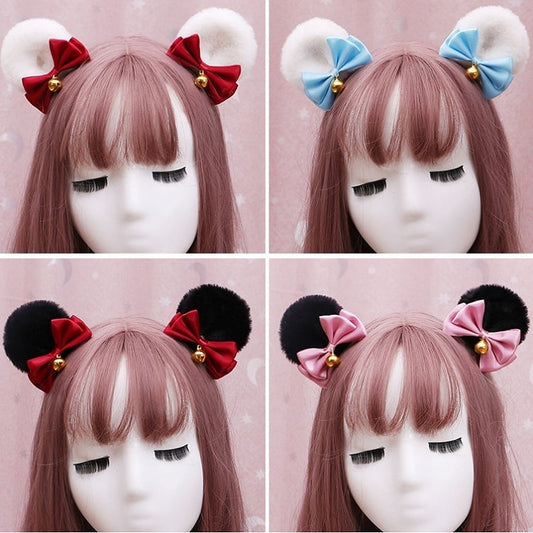 Clips Plush Sweet Ear Bell Bow 7 Lolita Hair and Bear Decorated Colors