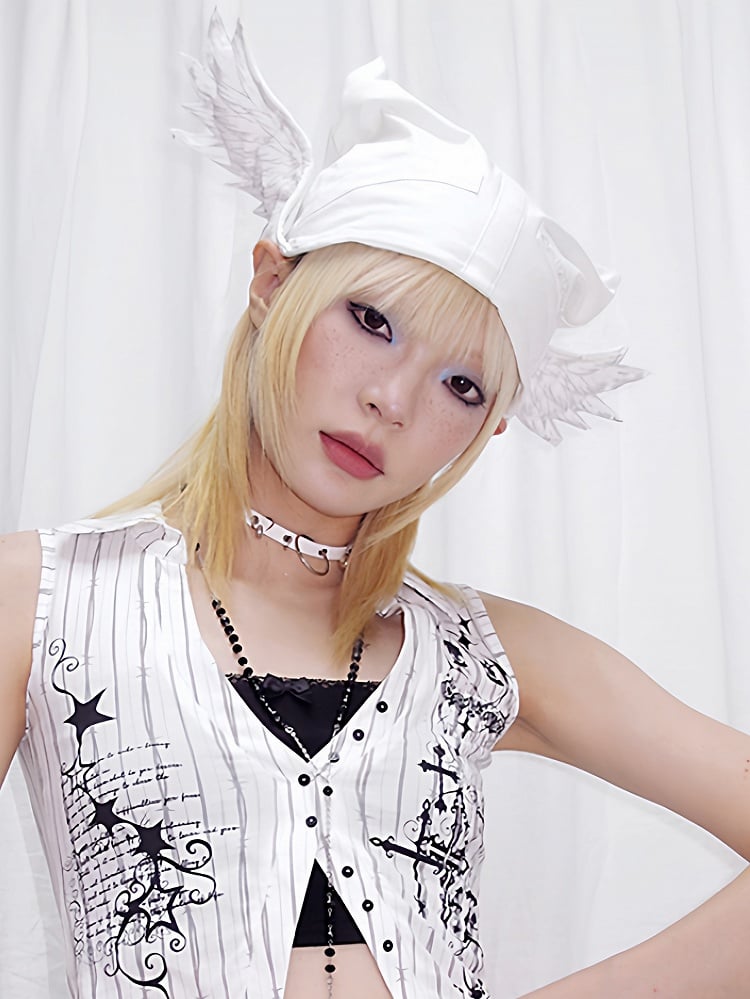 Wings Elf Angel White Hat