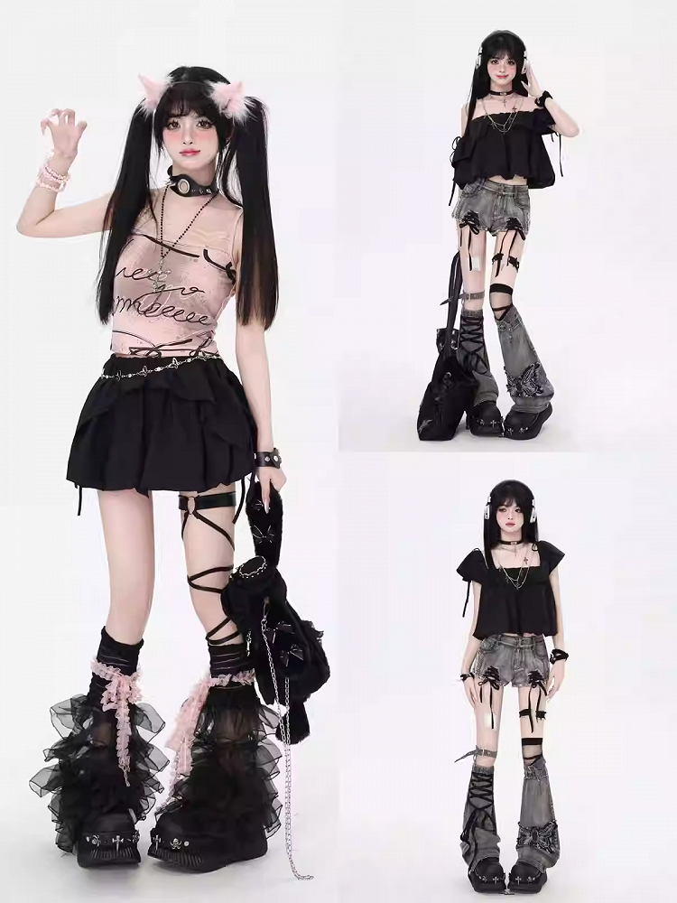 スカート ブラック トップス/バブル 3WAY