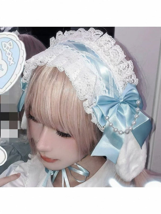 Lace Bead Chain Hairband with Rabbit Ear Design