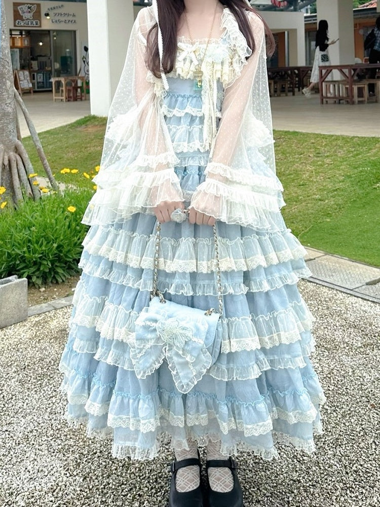 Tüll Rüschen Beige Top Lolita Spitze