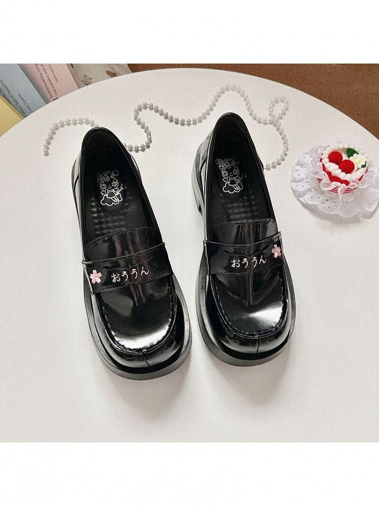 Black Blossom Heel Shoes Embroidery Toe Options Square 3 Cherry