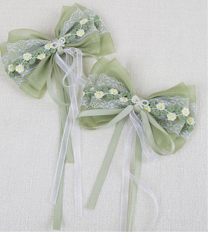 Green Hairclip Daisy Pair Lace