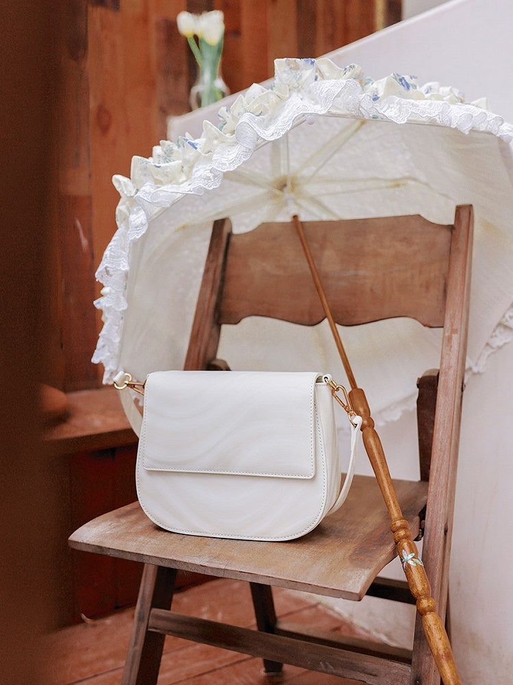 White Vintage Elegant Flap Bag Chain