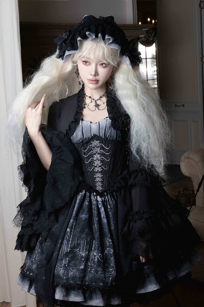 Bell Sleeves Bolero Lolita Layered Black Gothic
