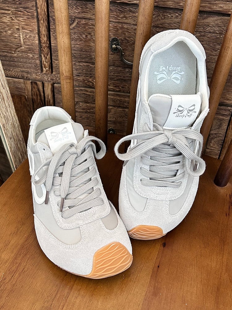 Front Ties Sneakers Lace-up Gray Design Bowknot