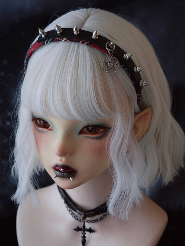 Design Plaid KC Pentagramm Schwarz Charme Rot Muster Und Nieten Mit