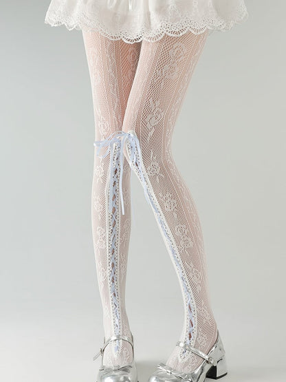 Detail Lace Lace-up with Lolita Colors Tights Pattern Floral 6