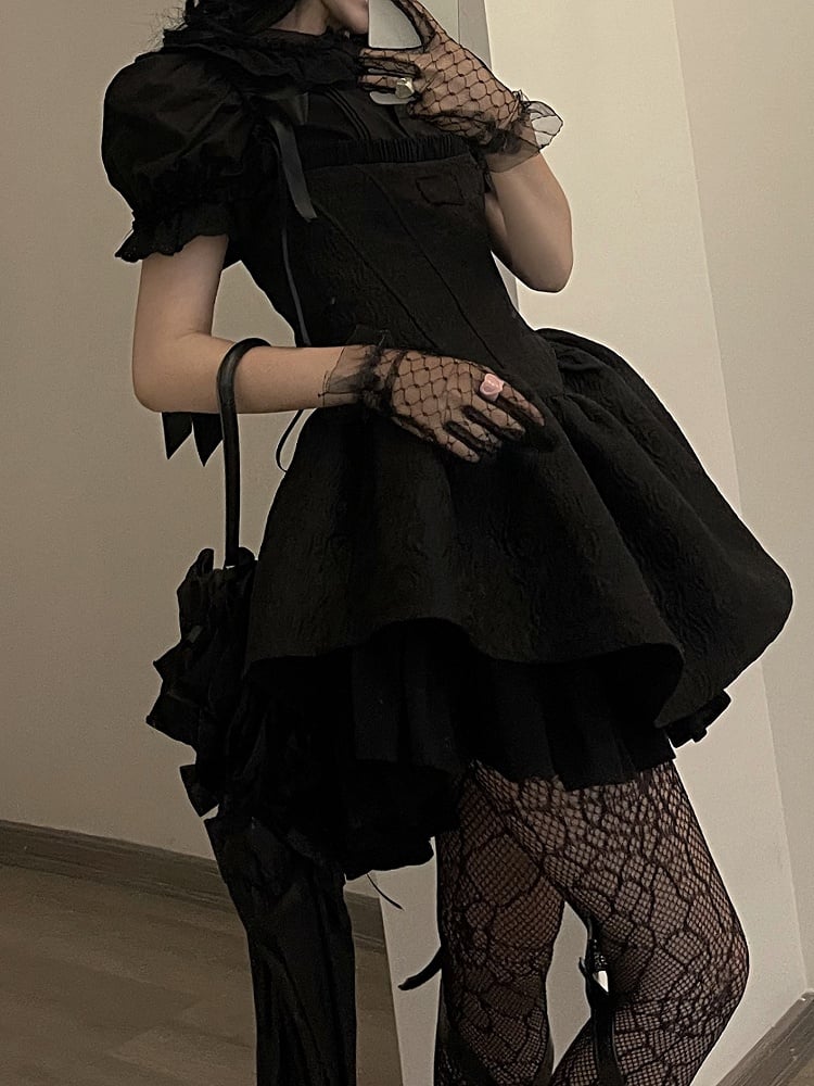 Skirt Set Black Neckline Boned Jumper Bodice Elegant Square