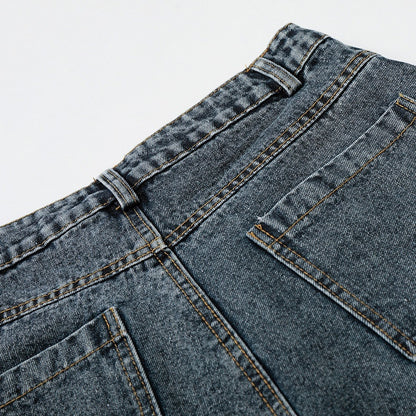 Washed Blue Cropped Wide Leg Rhinestone Jeans - Languid Park
