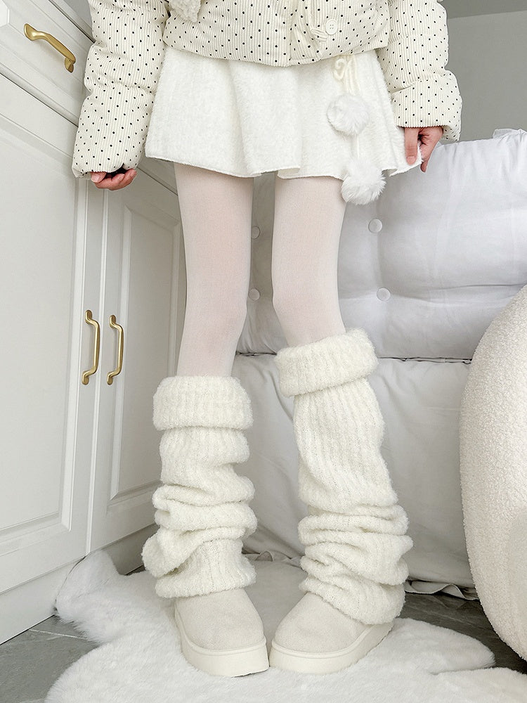 Warmers Ribbed Slouchy Fuzzy Leg Cream