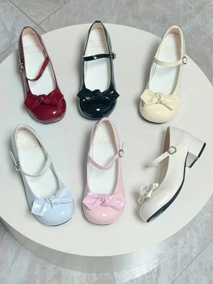 Options Jane Mary Light Heel Kawaii 2 with Bowknot Yellow Straps Pink Lolita Ankle Shoes