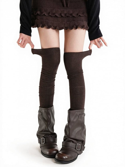 6-Color Minimalist Solid Overknee Socks - ModaSwings