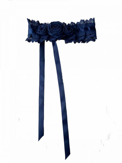 Choker Black Red Blue Dark / Purple Roses