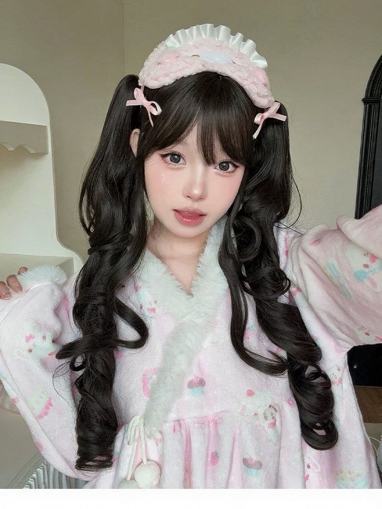 Black Tea 47cm Full Bang Wig & 51cm Double Wavy Ponytails - Alice Garden