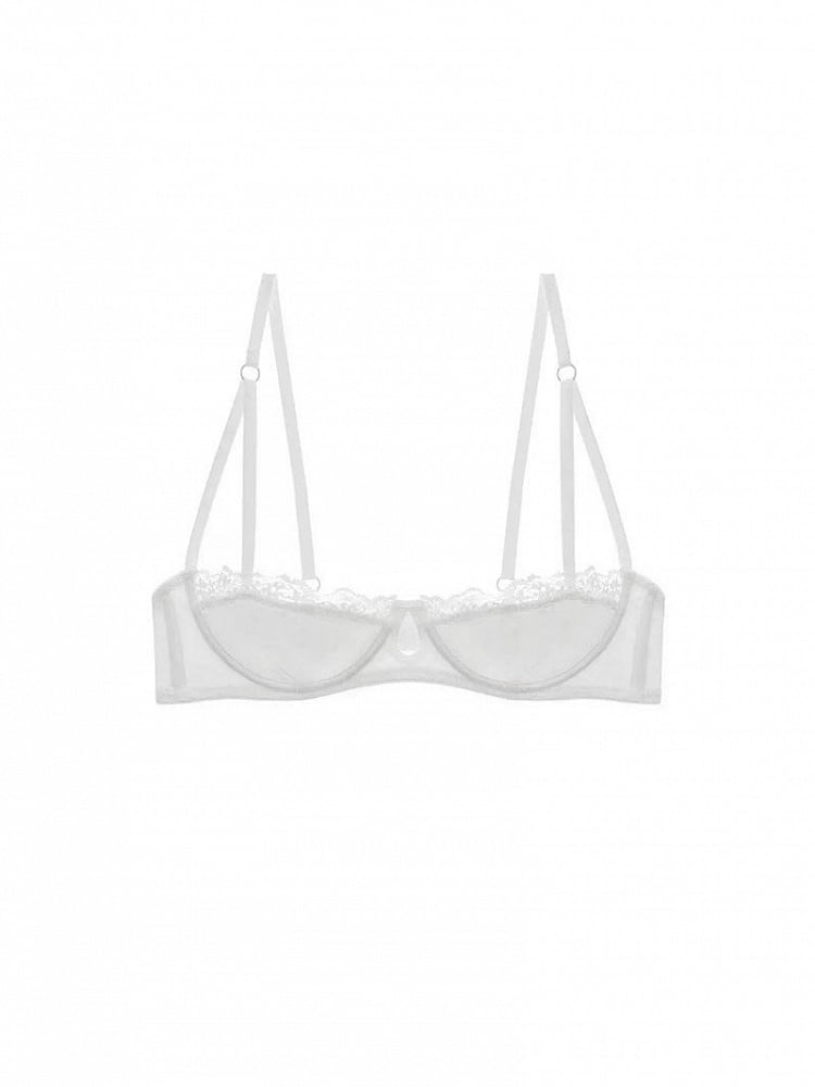 White with Lace Delicate Trim Bralette Ballet-Inspired