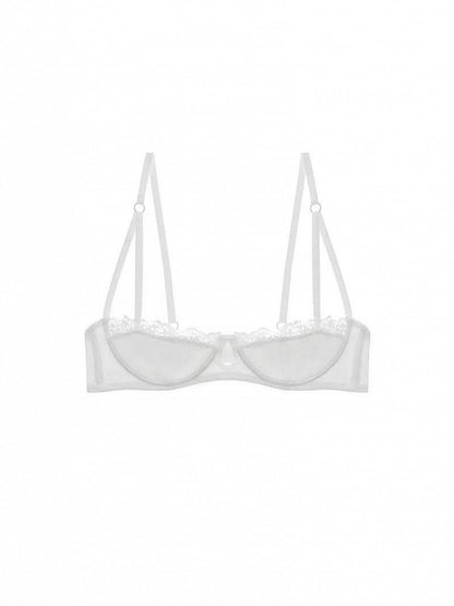 White with Lace Delicate Trim Bralette Ballet-Inspired