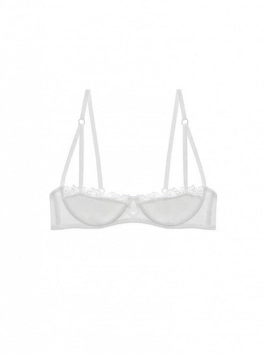 White with Lace Delicate Trim Bralette Ballet-Inspired
