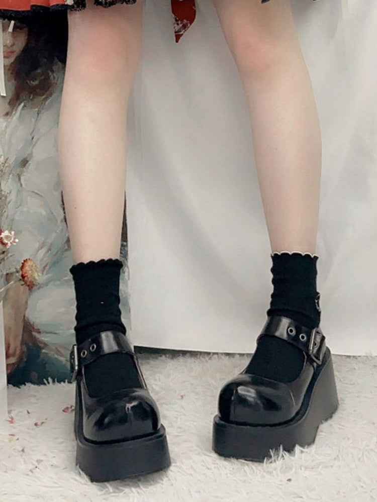 Jane with Platform Buckle Design Shoes Harajuku Black Mary