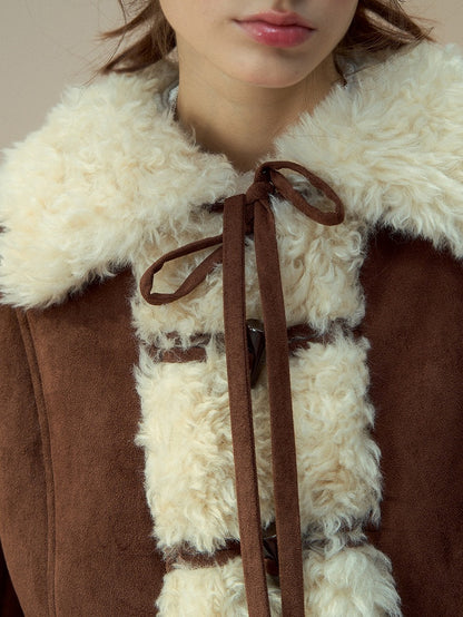 with Vintage Brown Toggle Collar Button Jacket Fur