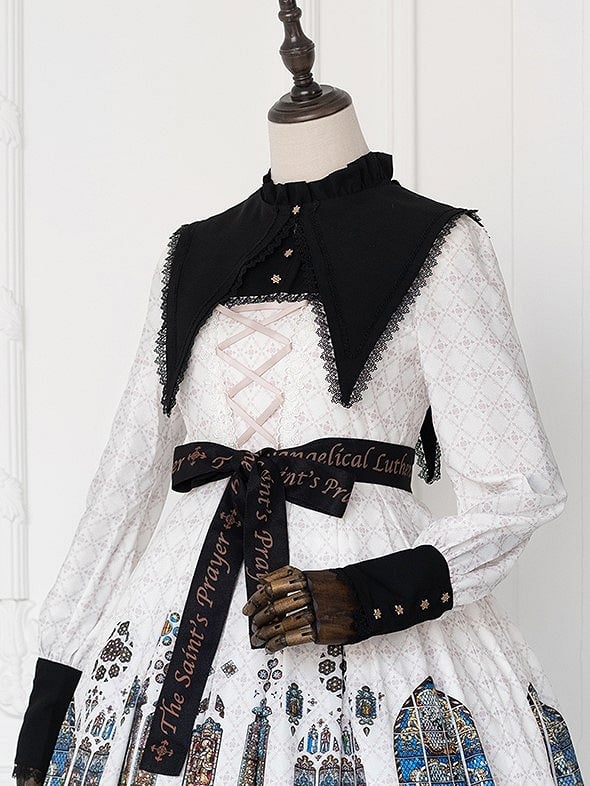 Black/White Detachable Lace-Trimmed Lolita Collar