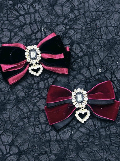 Schwarz-rote Halloween-Jirai-Kei-Haarspangen mit Schleife