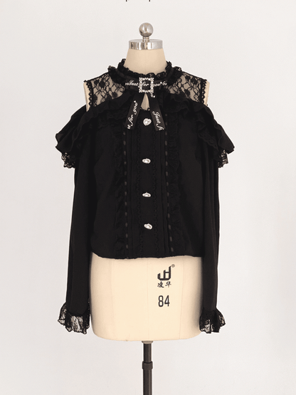 Neckline Illusion Shoulder with Open Blouse Jirai Baggy Kei