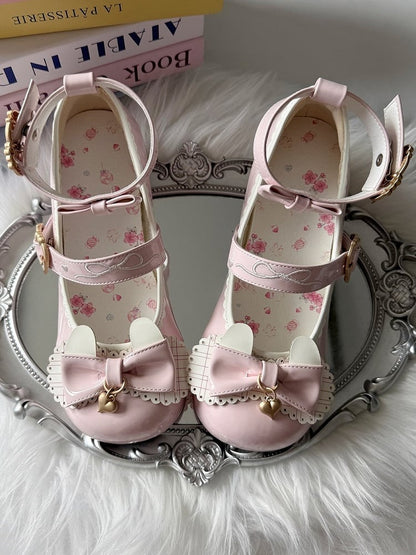 Bow Sweet Janes with 5cm Details Theme Bunny Mary Lolita Heeled Pink