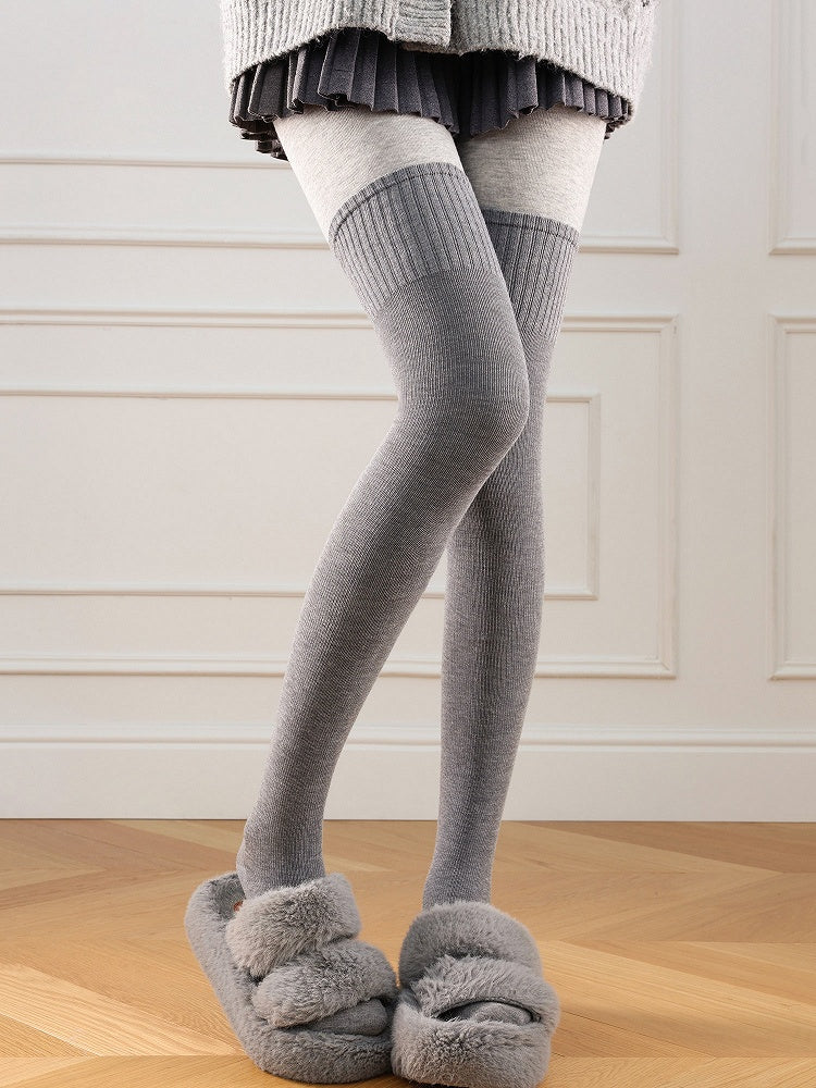 Soft Ribbed Thigh-High Stockings - Sweet Lolita & Pastel Goth Socks, 5 Colors