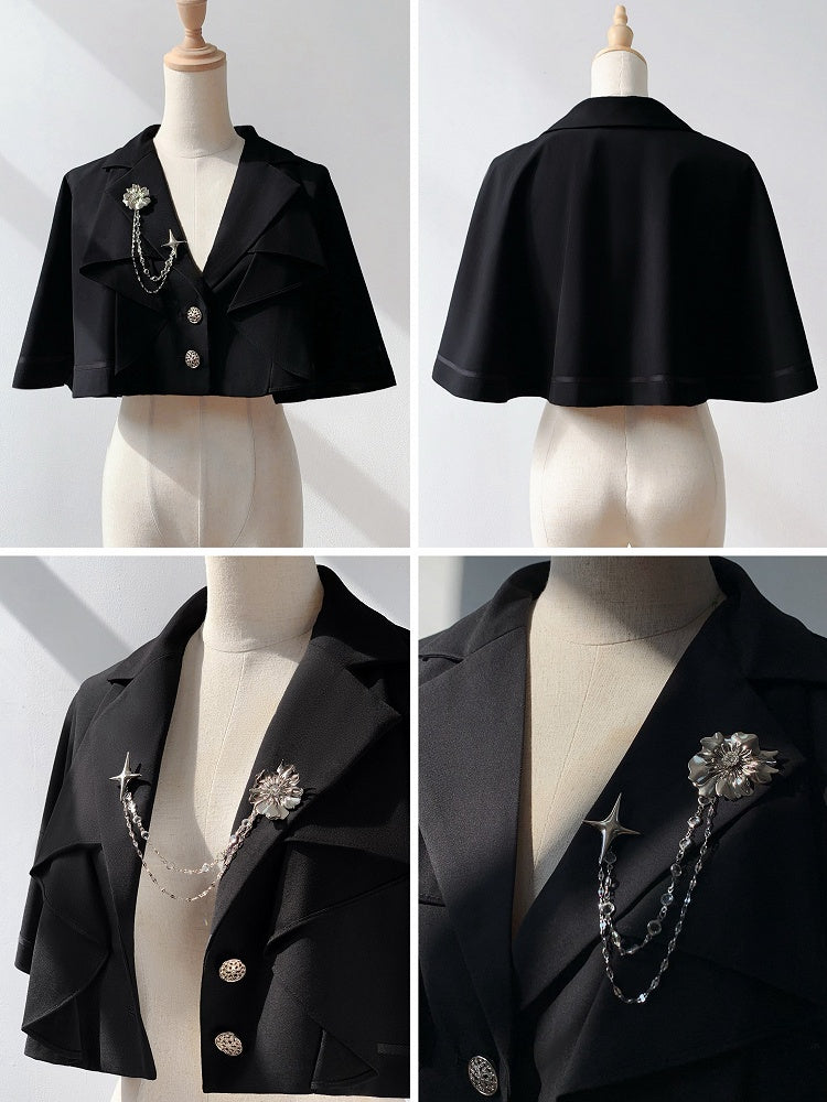 Ouji Black Lolita Blazer Cape Collar