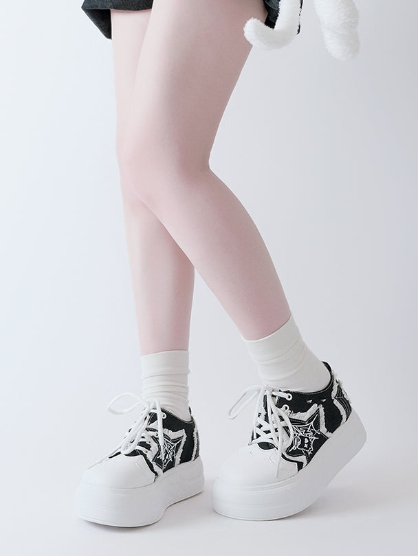 Star Y2K Platform Black Sneakers Applique