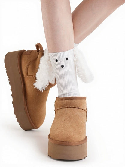 Ribbed Ankle Socks with Plush Dog Ears - ModaSwings