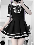 und Shorts Kei Jirai Set Pan Top Maid Weiß Peter Kragen Schwarz mit
