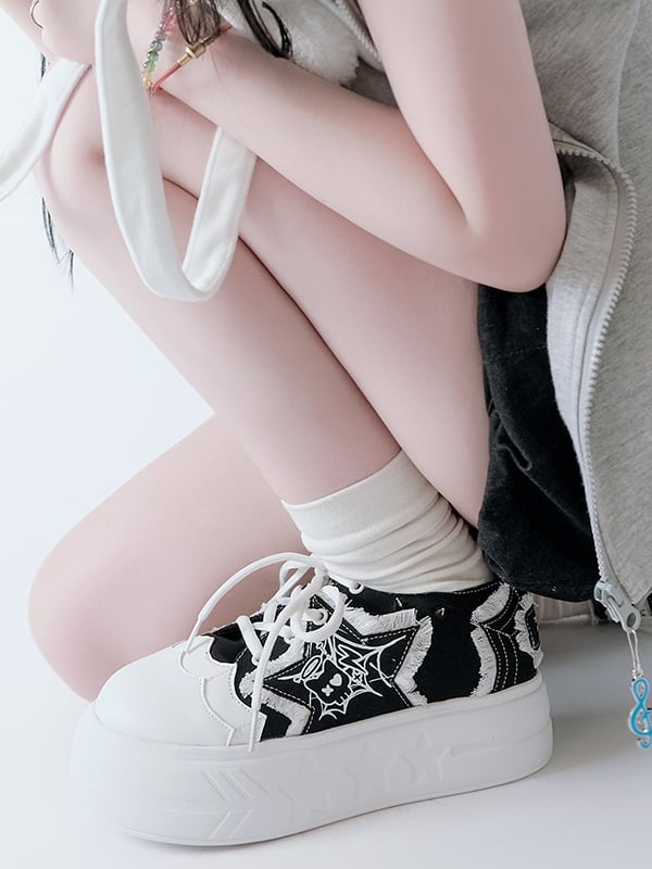 Star Y2K Platform Black Sneakers Applique