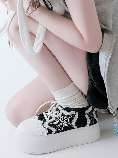 Star Y2K Platform Black Sneakers Applique