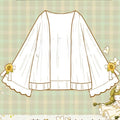 Ärmeldetail Gestrickte Schleife Sonnenblume Weißer Cardigan Volant