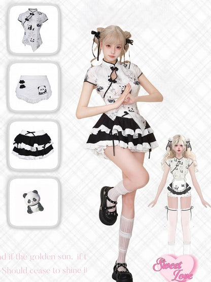 Black Tiered Accents with Bow White Skirt