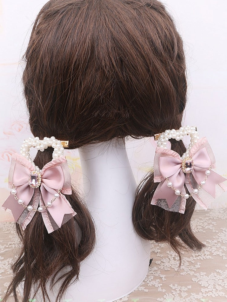 Pearl Heart Color Options Kei 3 Jirai Bowknot Hairclip Chian