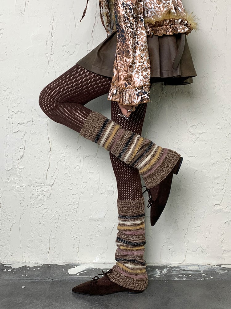 Y2K Coffee Openwork Tights