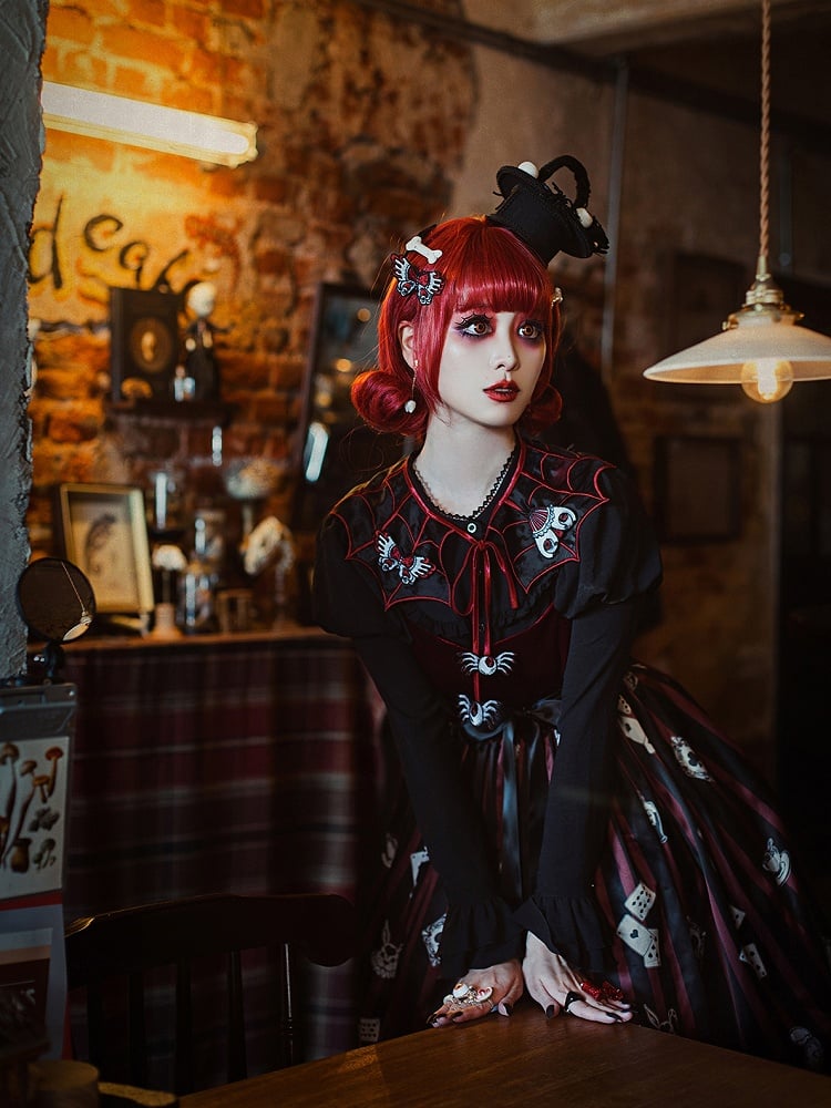 Moth Hairclips/Brooches Embroidery and Black Red Butterfly