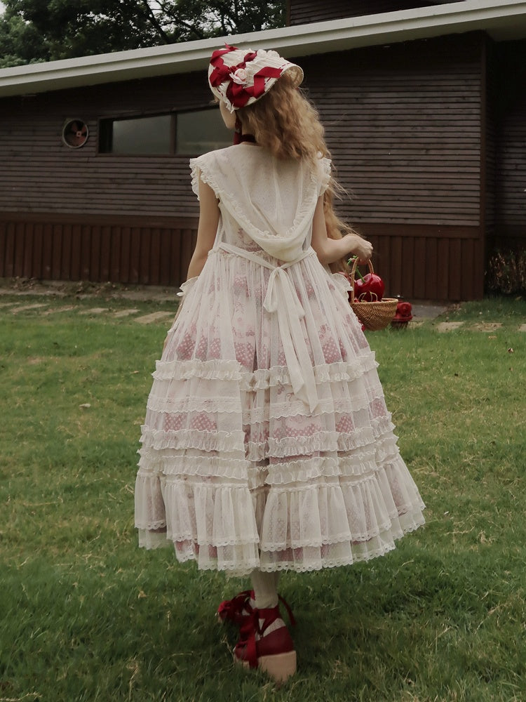 Weißes Überkleid mit Kapuze und Knopfleiste vorne