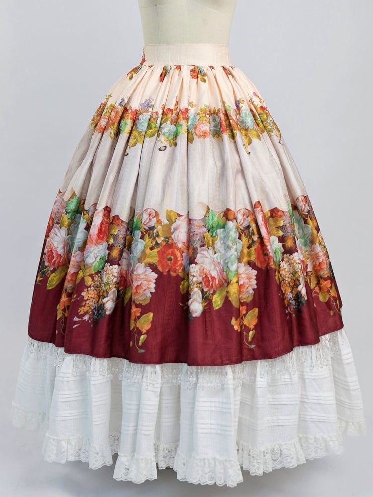 Pink Blouse Wine Red Crystal Tassel Floral Skirt Set